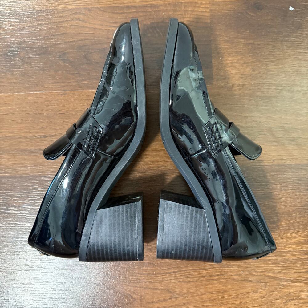 Marc Fisher Kchris Block Heel Patent Loafers Preppy Goth Chic Classic Black Sz 6 - Picture 5 of 8